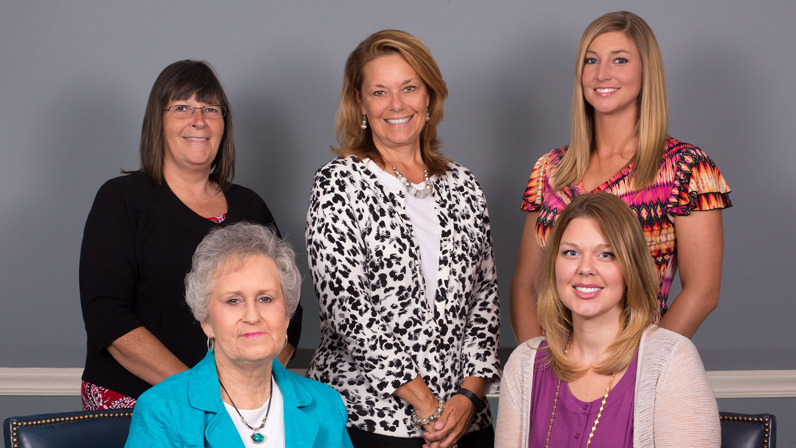 Row 1 - Sandra Hill, Casey Riley Row 2 - Kim Hollifield, Laura Templin, Emily LeQuire (L to R)